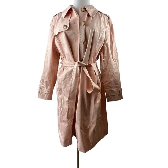 Talbots Polished Trench Coat Tie Belt Pink Women's Plus Size 3X - Picture 2 of 12